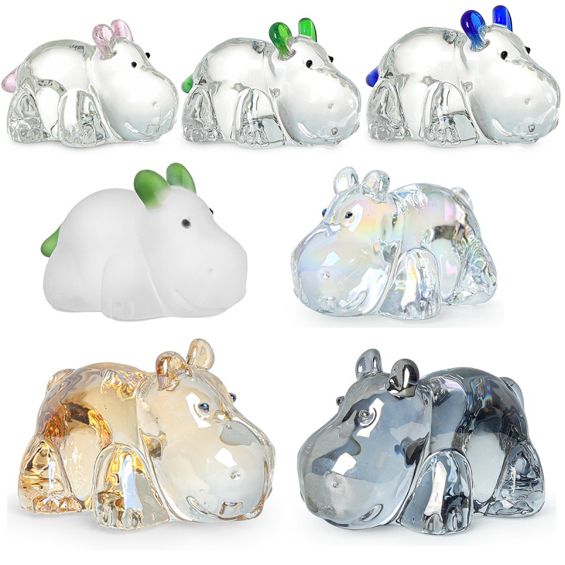 Paper Weight Crystal - 1PC Kryształowa figurka hipopotamów Kolekcjonerska przycisk