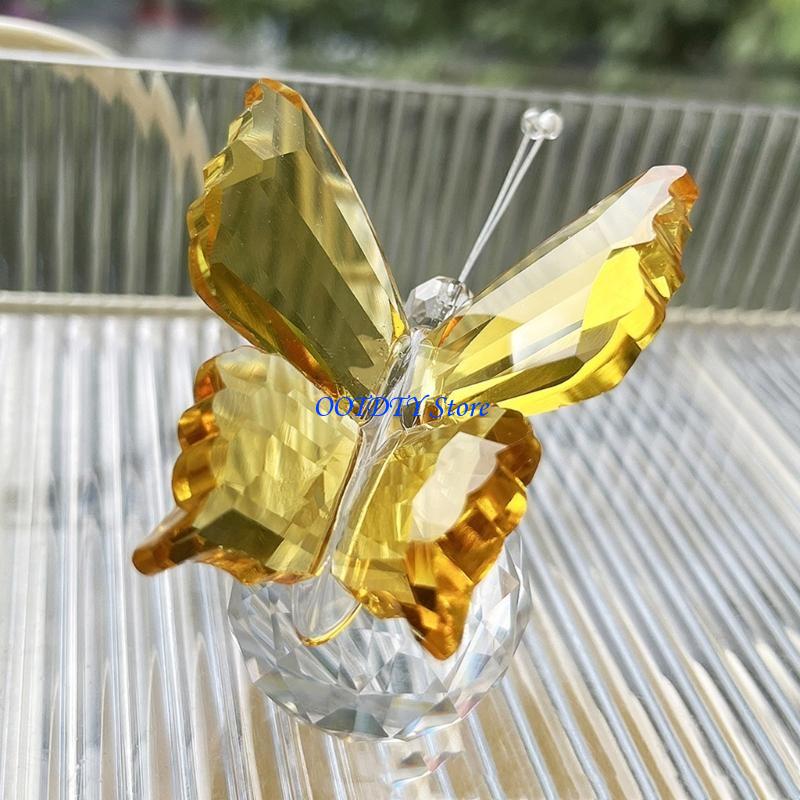 Paper Weight Crystal - 367A Kryształowa figurka motyla z podstawą